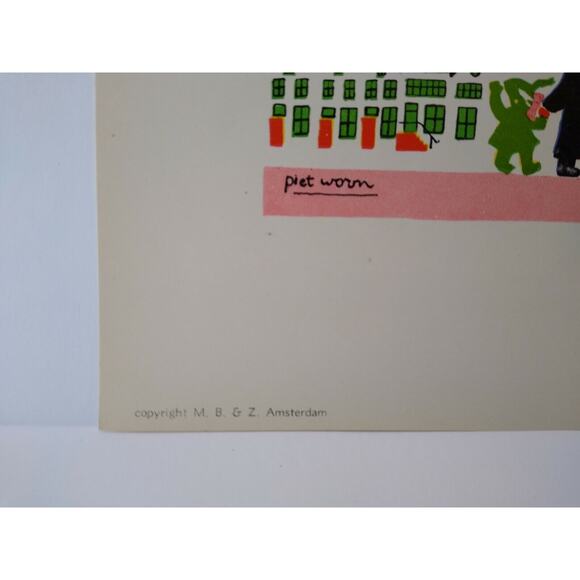 Piet Worm Art Print Children Horse Toy Book Vintage M B Z Amsterdam Holland 1951 - Picture 3 of 4